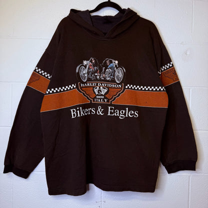 90s Harley Davidson Italy Bikers & Eagles Hoodie (B2387)