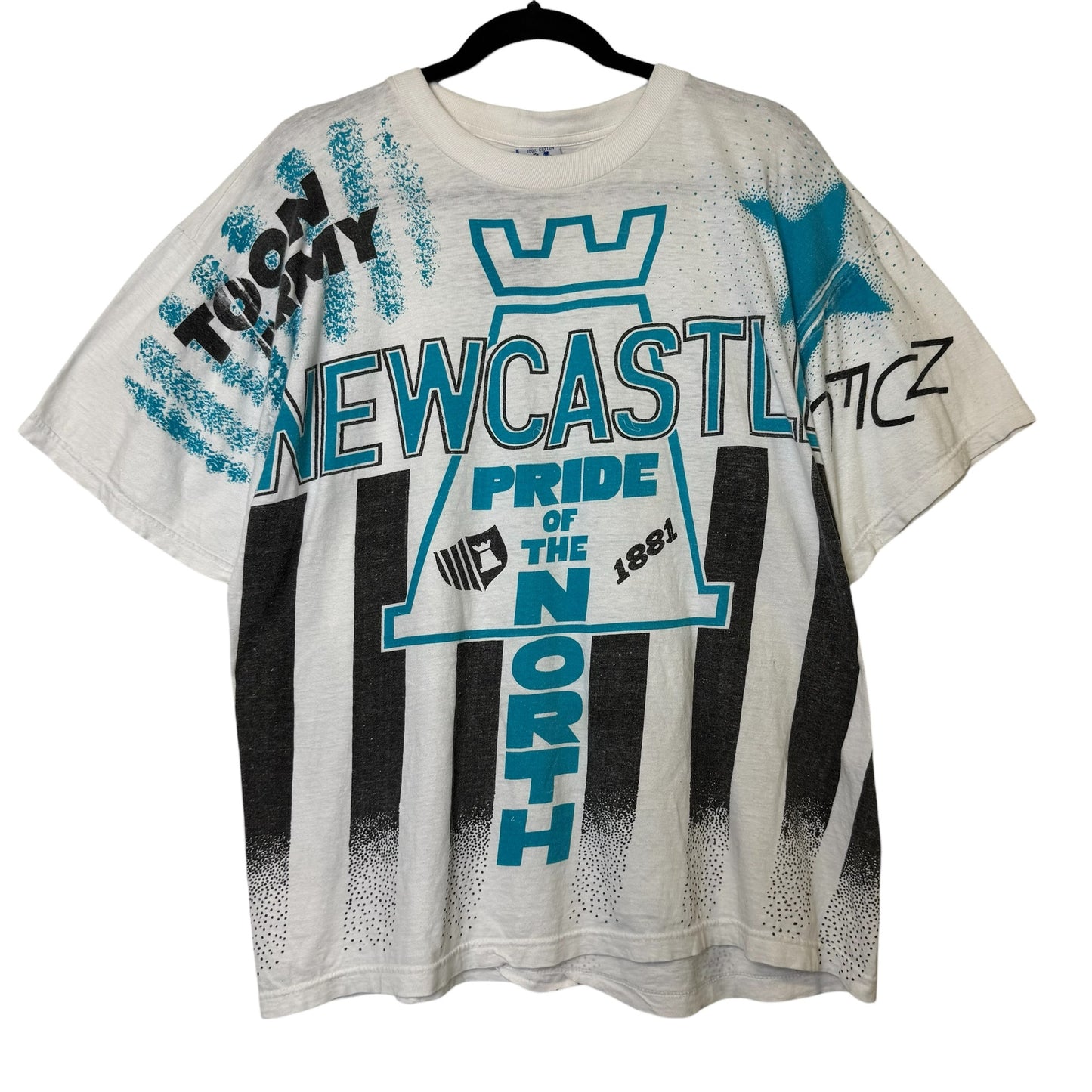 90s Newcastle United Soccer All Over Print T-Shirt Sz XL (B1528)