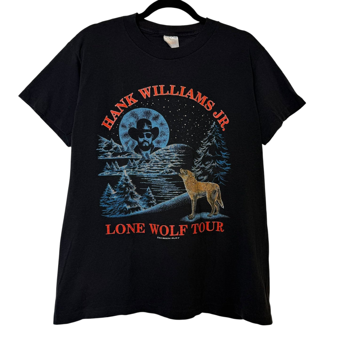 1990 Hank Williams Jr Lone Wolf Tour Sz L (B403)