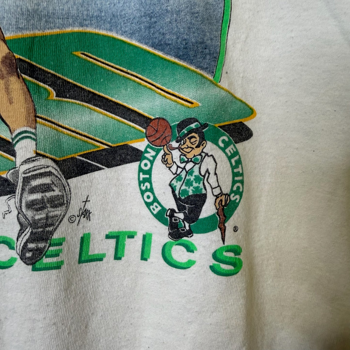 1990 Boston Celtics Larry Bird Salem NBA T-Shirt Sz L (B2177)