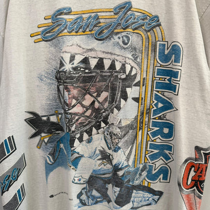 1992 San Jose Sharks NHL Bulletin AOP T-Shirt Sz XL