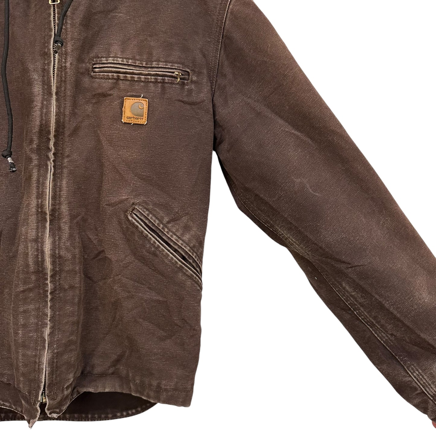 Carhartt Brown Sherpa Lined Hooded Jacket Sz S (A7589)