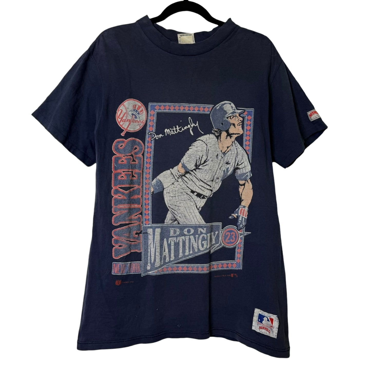 90's NY Yankees Don Mattingly MLB Nutmeg T-shirt Sz L (B1604)