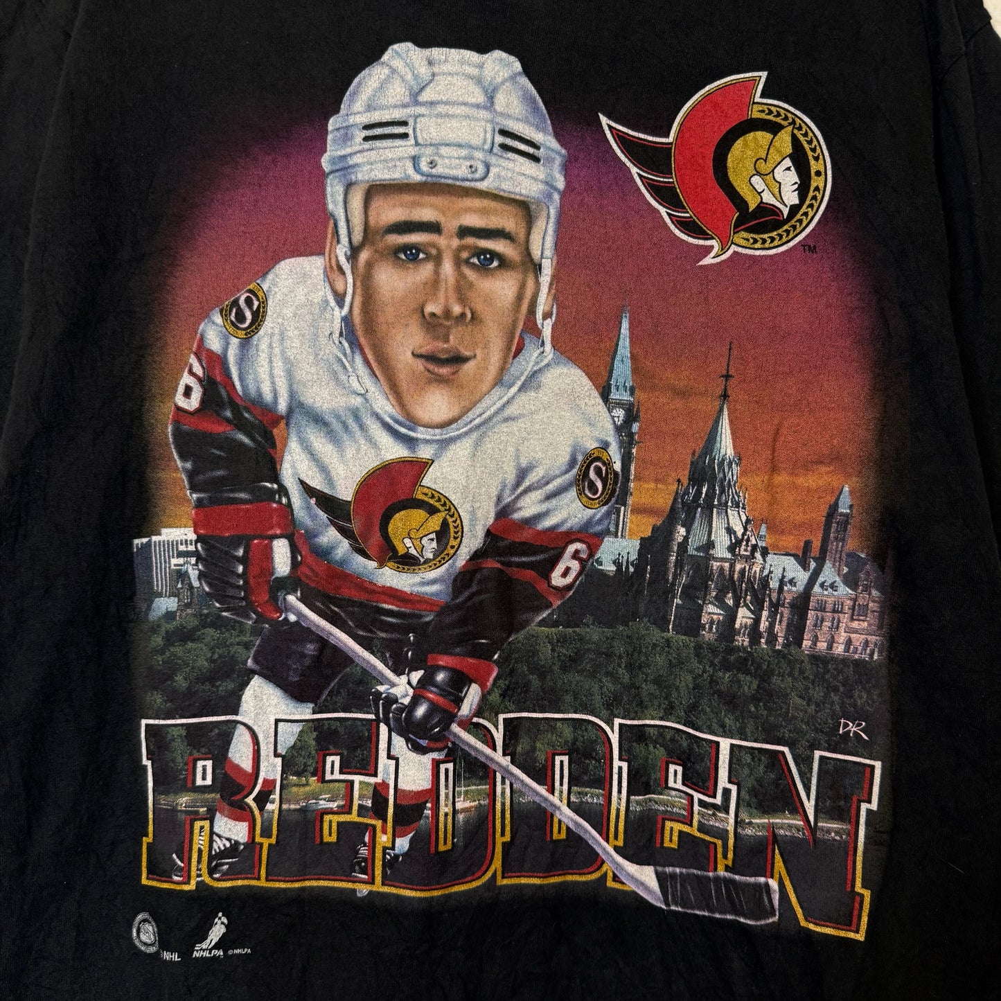 90s Ottawa Senators Redden NHL T-Shirt Sz L (B1750)
