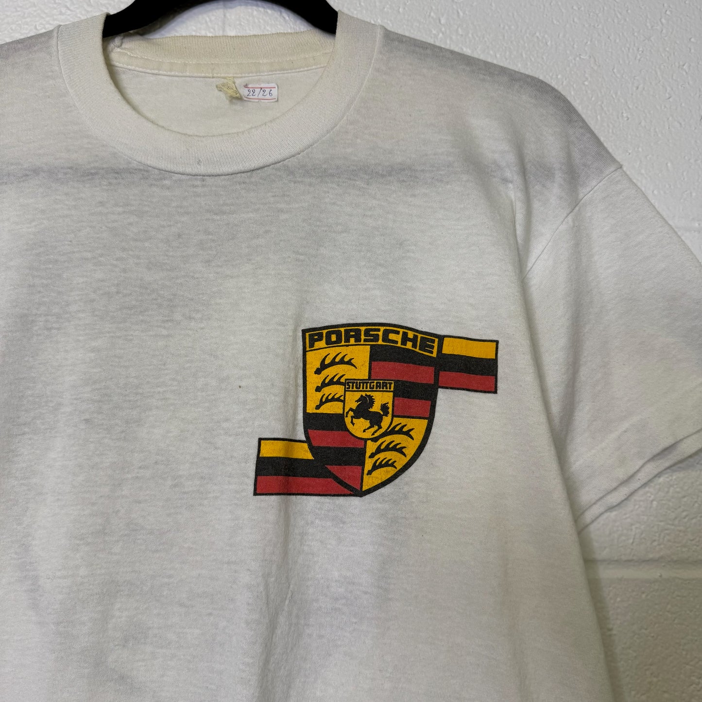 80s Porsche Crest T-shirt Sz L (B601)