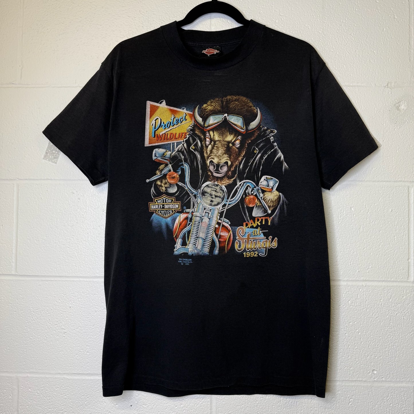 1991 Harley Davidson 3D Emblem T-Shirt Sz L (B1721)