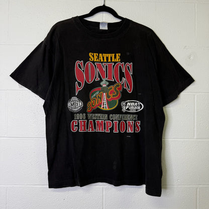 90's Seattle Supersonics NBA T-shirt Sz L (B691)