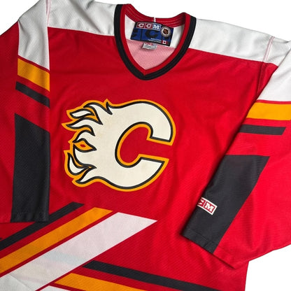 90’s Calgary Flames CCM Jersey Sz L (H200)