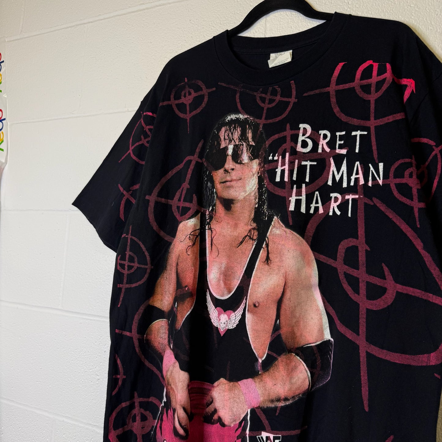 90's Bret Hart WWF All Over Print T-Shirt Sz XL (B2640)