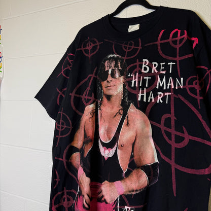 90's Bret Hart WWF All Over Print T-Shirt Sz XL (B2640)