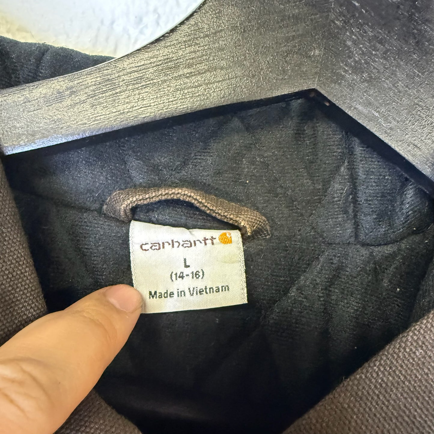 Carhartt Brown Hooded Jacket Sz Youth L (B1785)