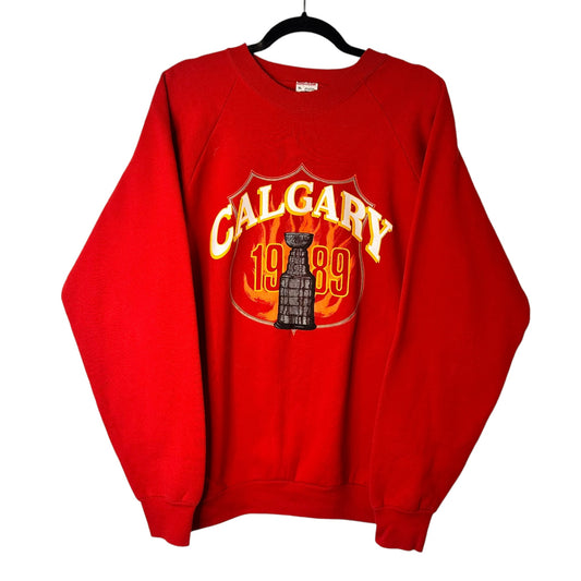 1989 Calgary Flames NHL Crewneck Sz XL (A7998)