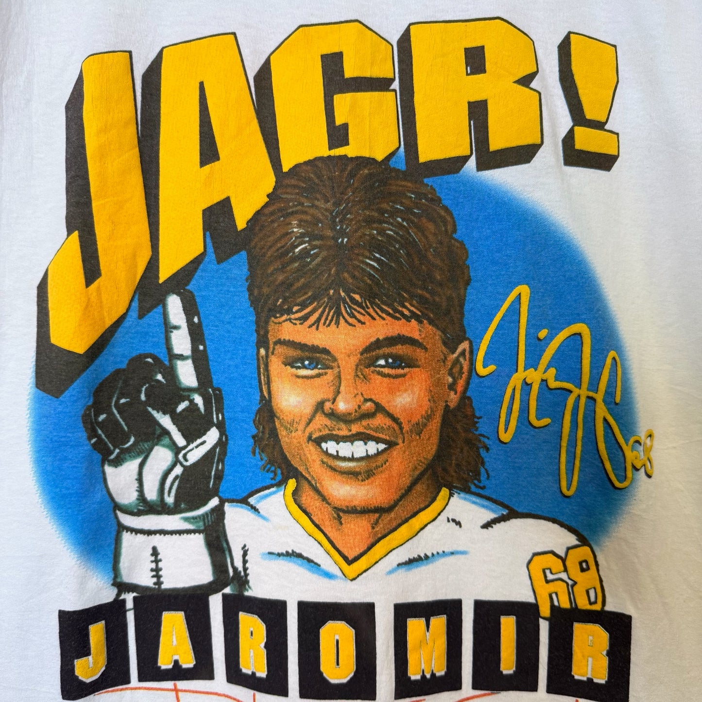 90s Jaromir Jagr Pittsburgh Penguins T-shirt NHL Sz L (B2527)