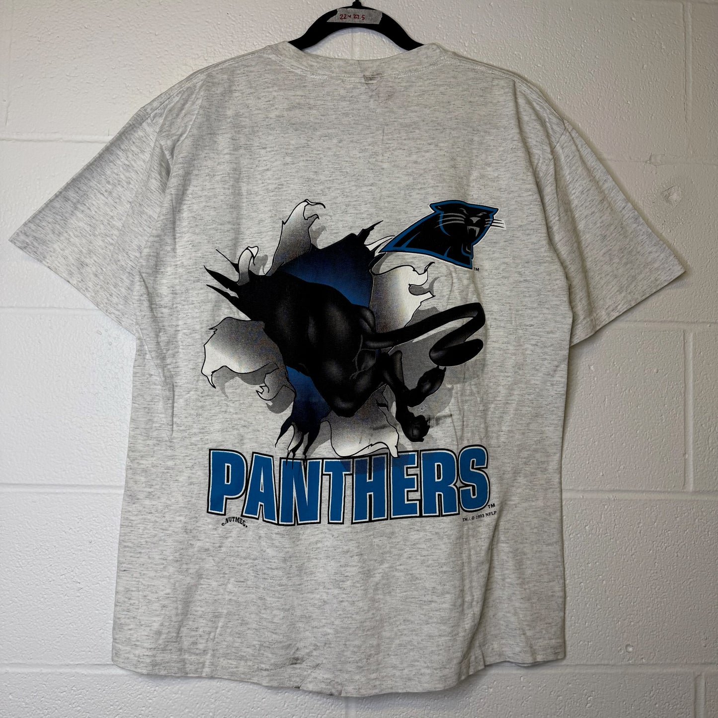 1993 Carolina Panthers NFL Nutmeg Breakthrough T-Shirt Sz L (B2085)