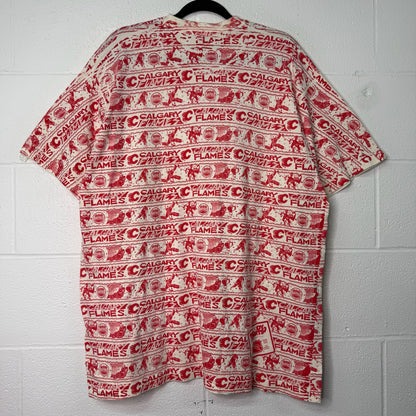 90s Calgary Flames NHL AOP T-Shirt Sz 2XL