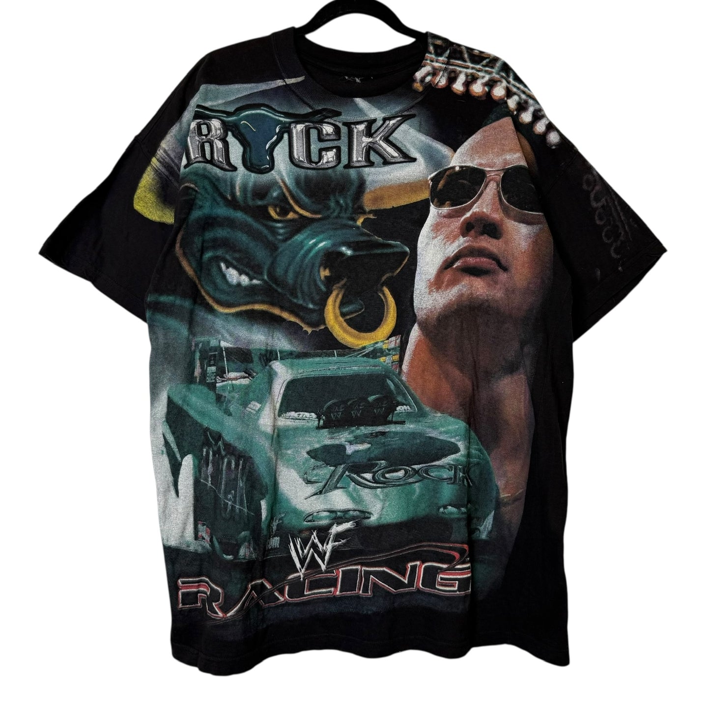 2000s The Rock NASCAR AOP WWF T-Shirt Sz 2XL (B2148)