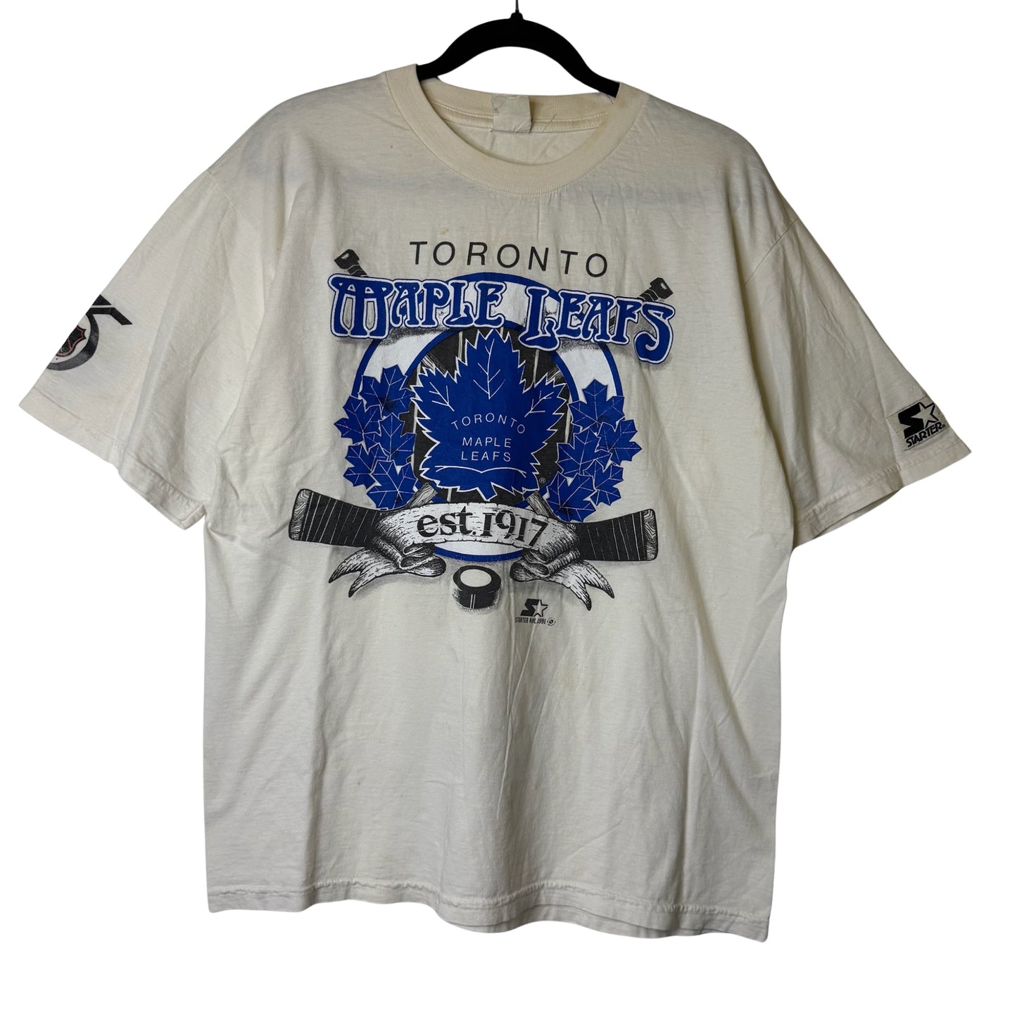1991 Toronto Maple Leafs NHL T-shirt Sz L (B2415)