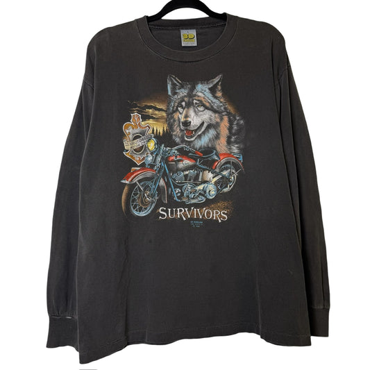 1989 Harley Davidson 3D Emblem Long Sleeve T-Shirt Sz L (B2263)