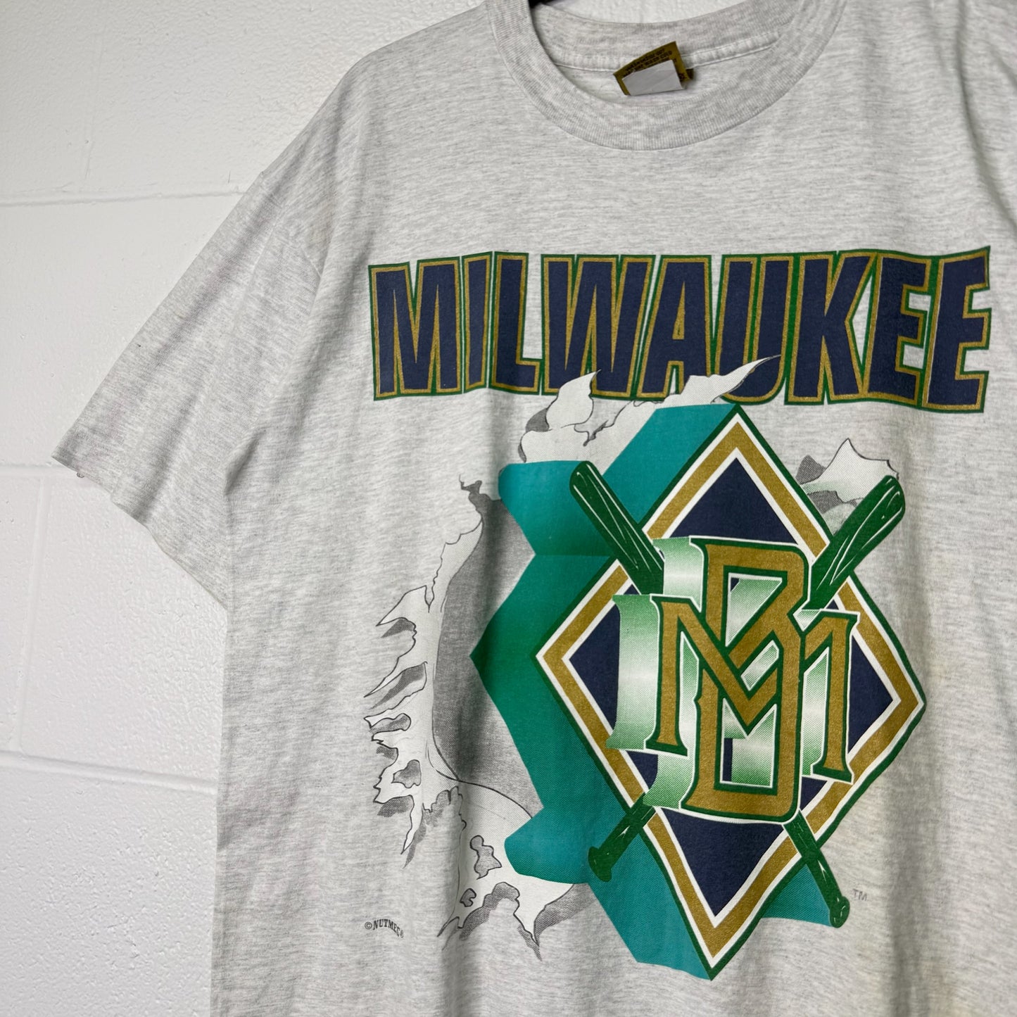 90s Milwaukee Brewers MLB Nutmeg Breakthrough T-Shirt Sz L