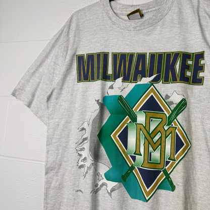 90s Milwaukee Brewers MLB Nutmeg Breakthrough T-Shirt Sz L