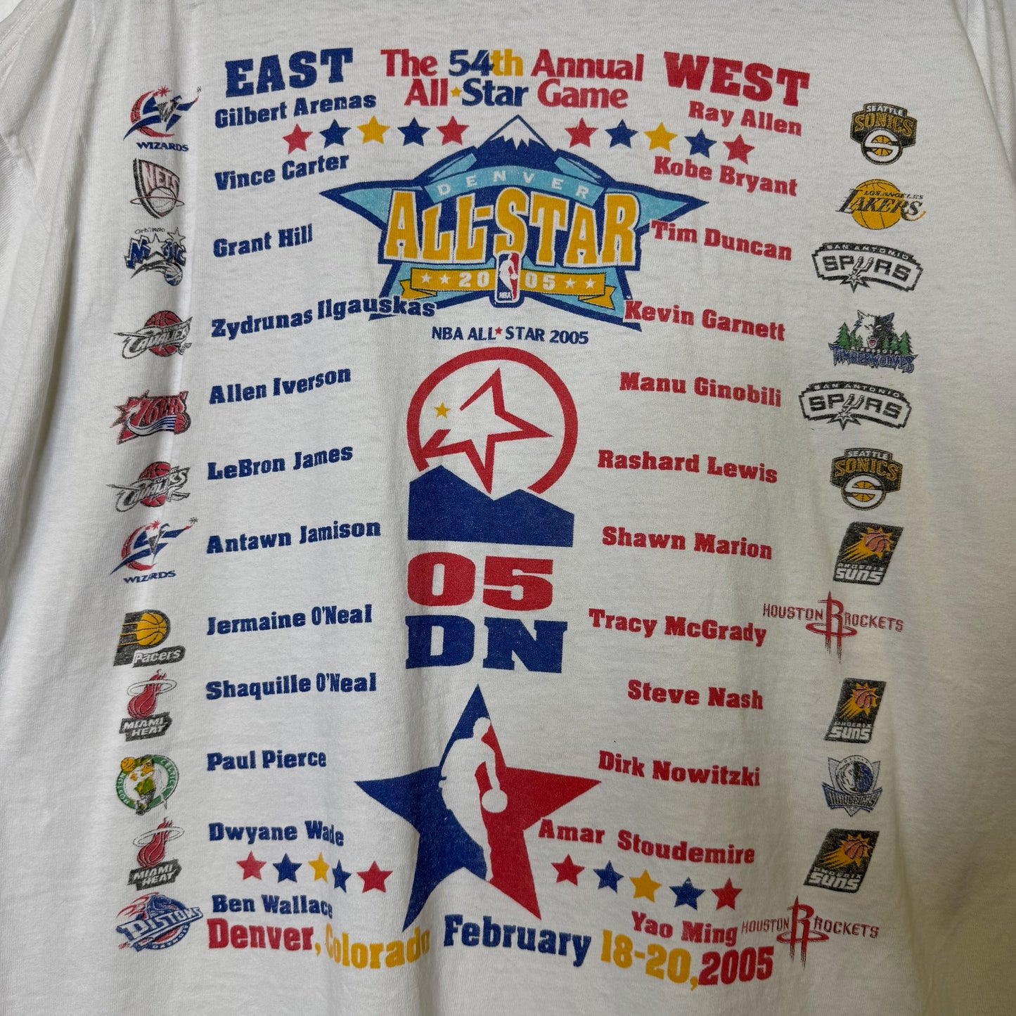 2005 NBA All Star Game Denver Colorado T-Shirt Sz XL (A6353)