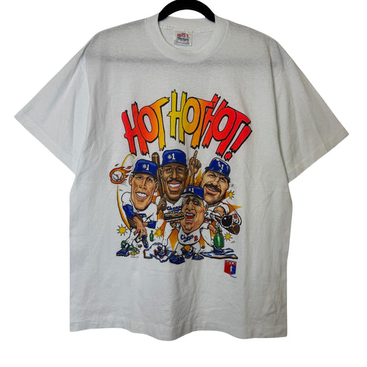Los Angeles Dodgers 1988 Caricature Baseball Hot Hot Hot T Shirt XL (B2538)