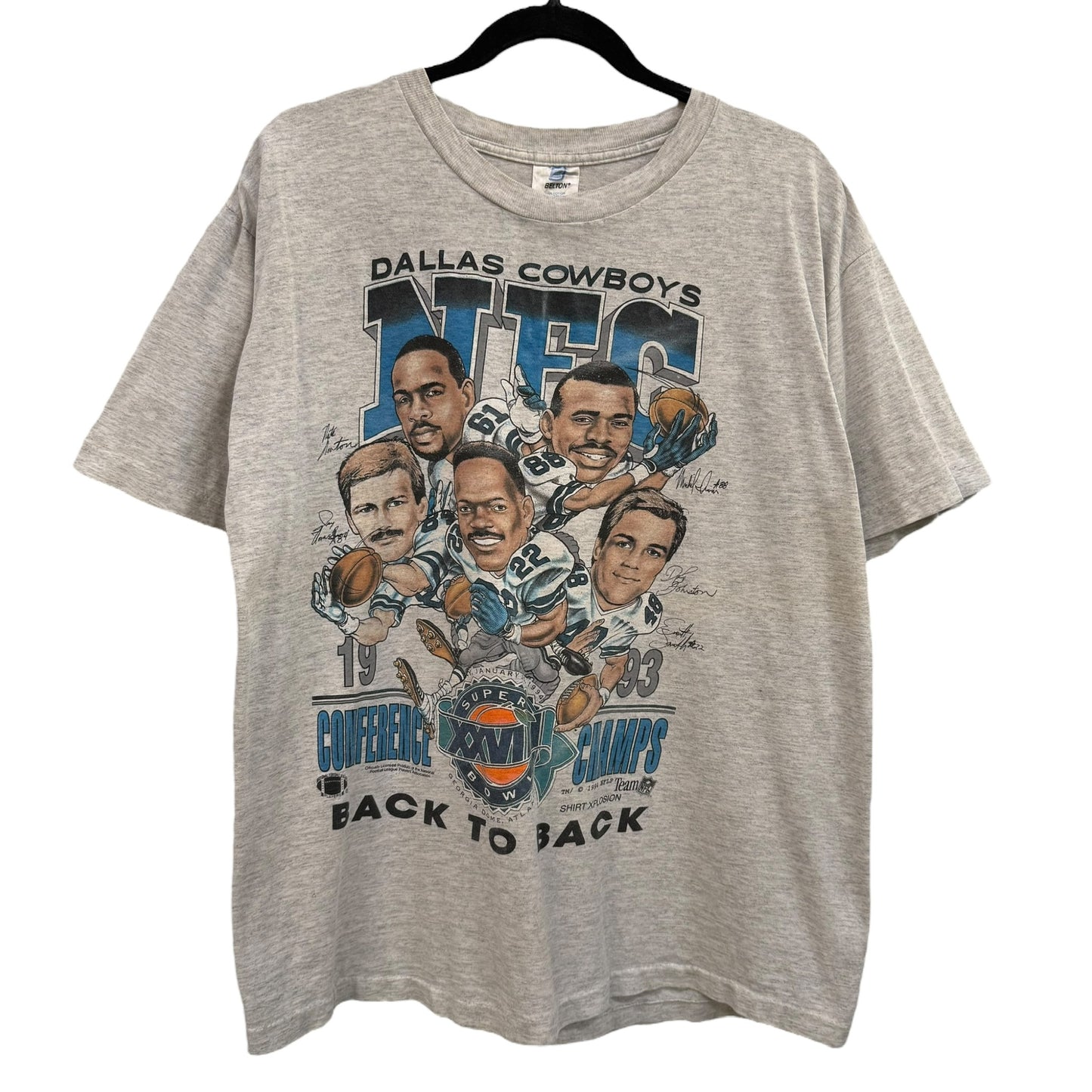 1994 Dallas Cowboys NFL Xplosion Caricature T-Shirt Sz L (B1056)