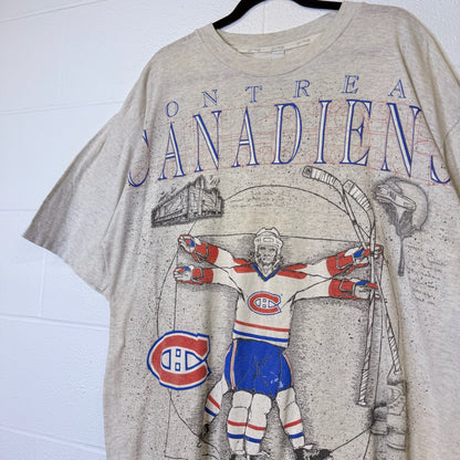90s Montreal Canadiens Vetruvian Man T-shirt Sz XL (B1616)