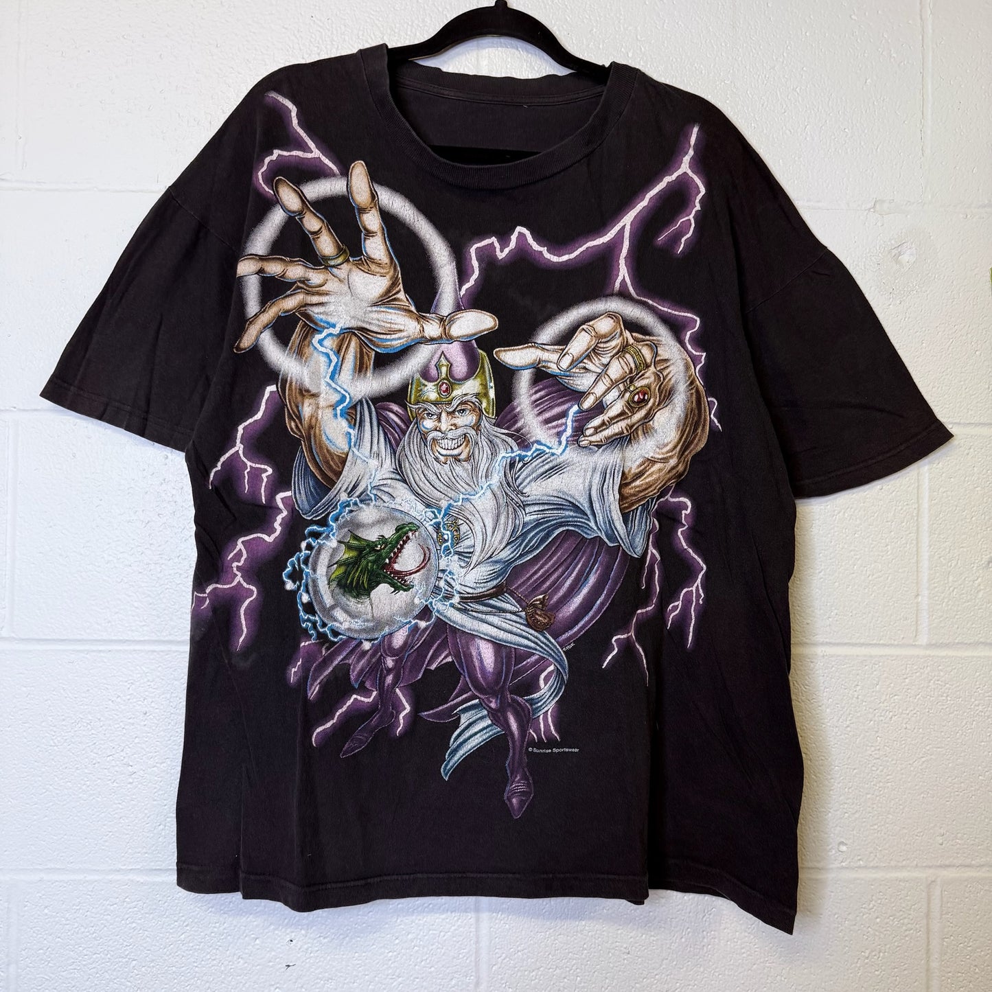 90s Wizard American Thunder Lightning T-shirt (B2521)