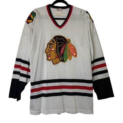 80s Chicago Blackhawks Sandow Knit Hockey NHL Jersey Sz M (B1799)