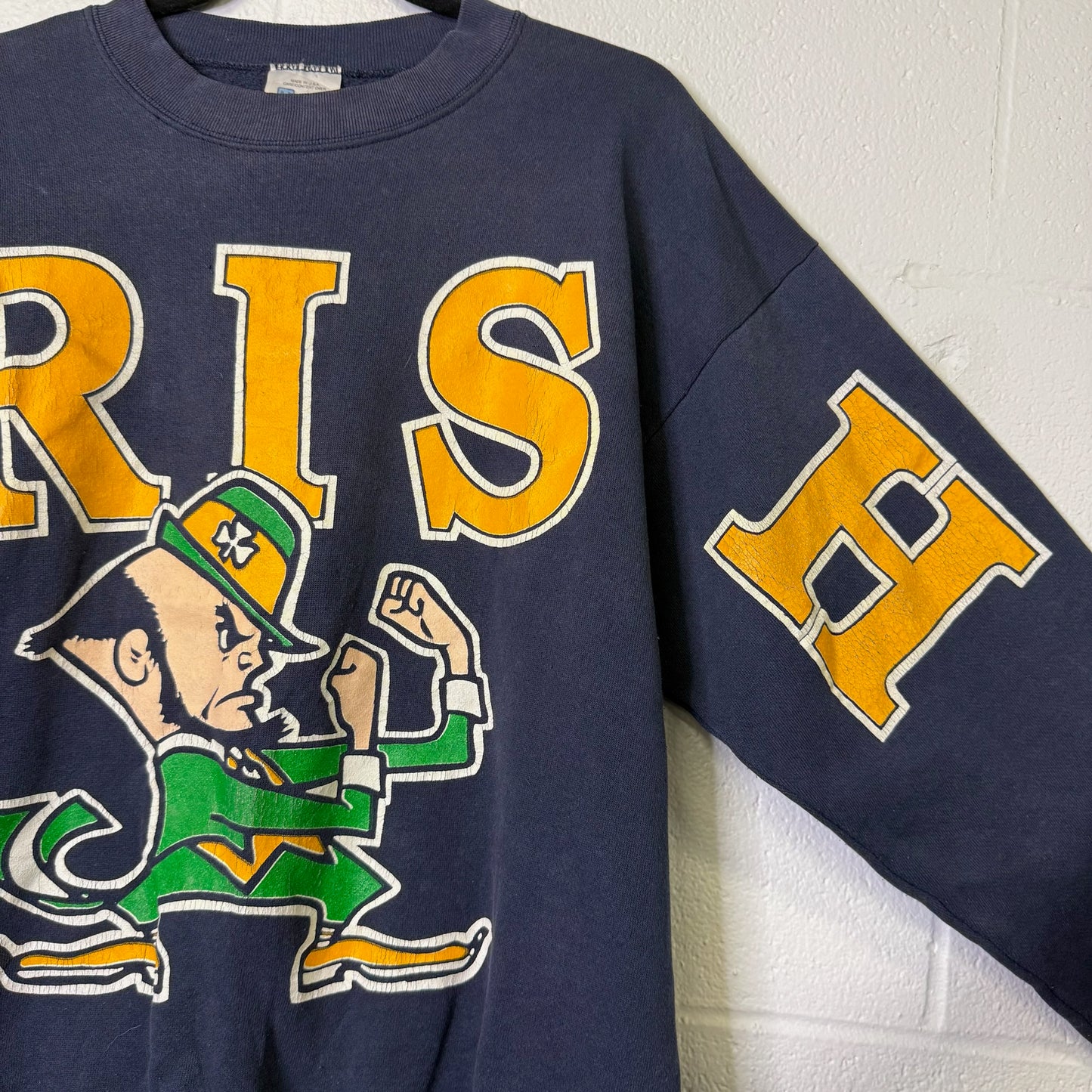 90's Notre Dame Fighting Irish Spell Out NCAA Crewneck Sz XL (B664)