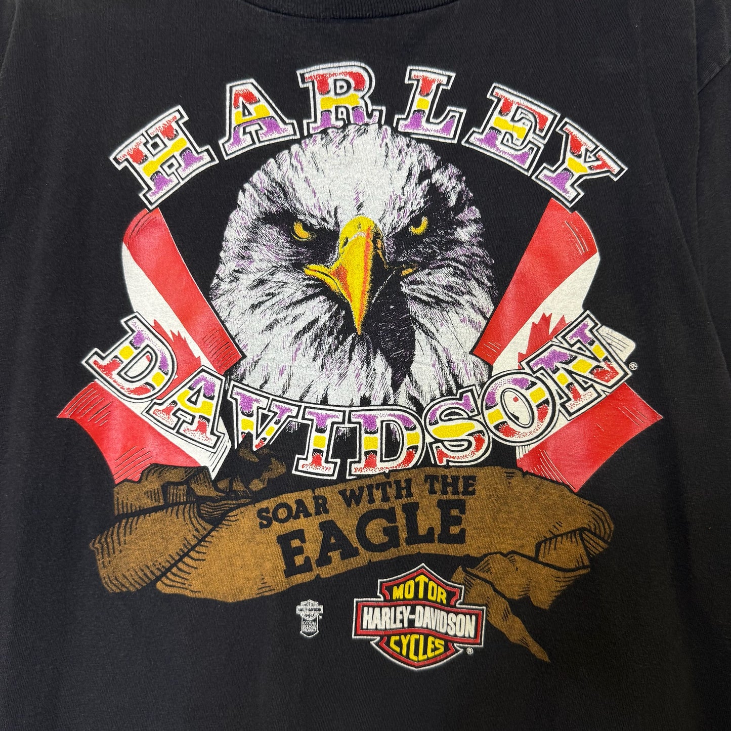 90's Harley Davidson Kane's Calgary Canada Eagle T-Shirt Sz L (B633)