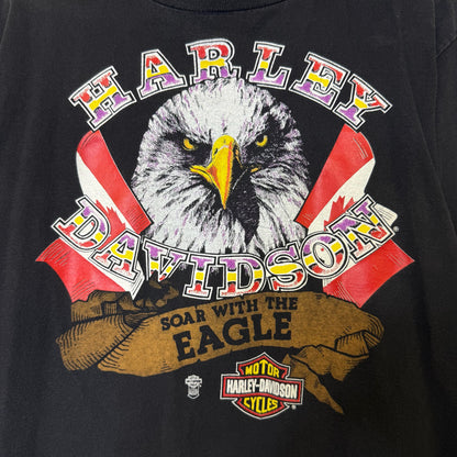 90's Harley Davidson Kane's Calgary Canada Eagle T-Shirt Sz L (B633)
