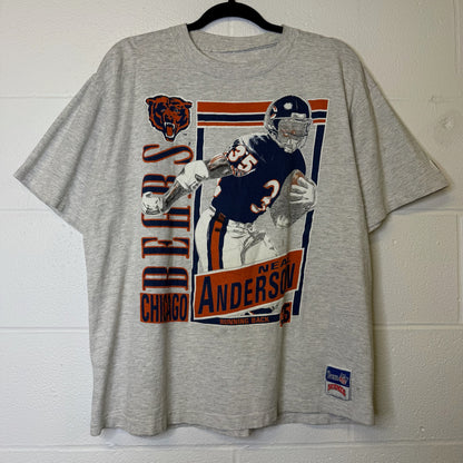 90s Chicago Bears Neal Anderson NFL Nutmeg Player Card T-shirt (B1613)