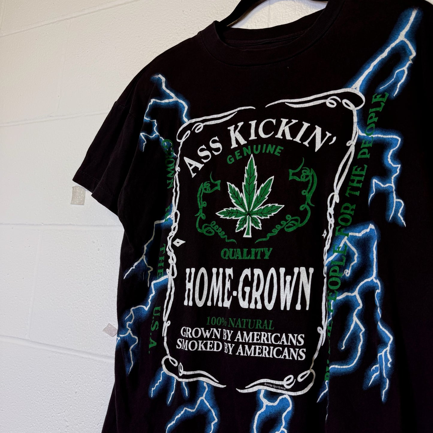 90s 420 Weed American Thunder Lightning T-shirt (B2520)