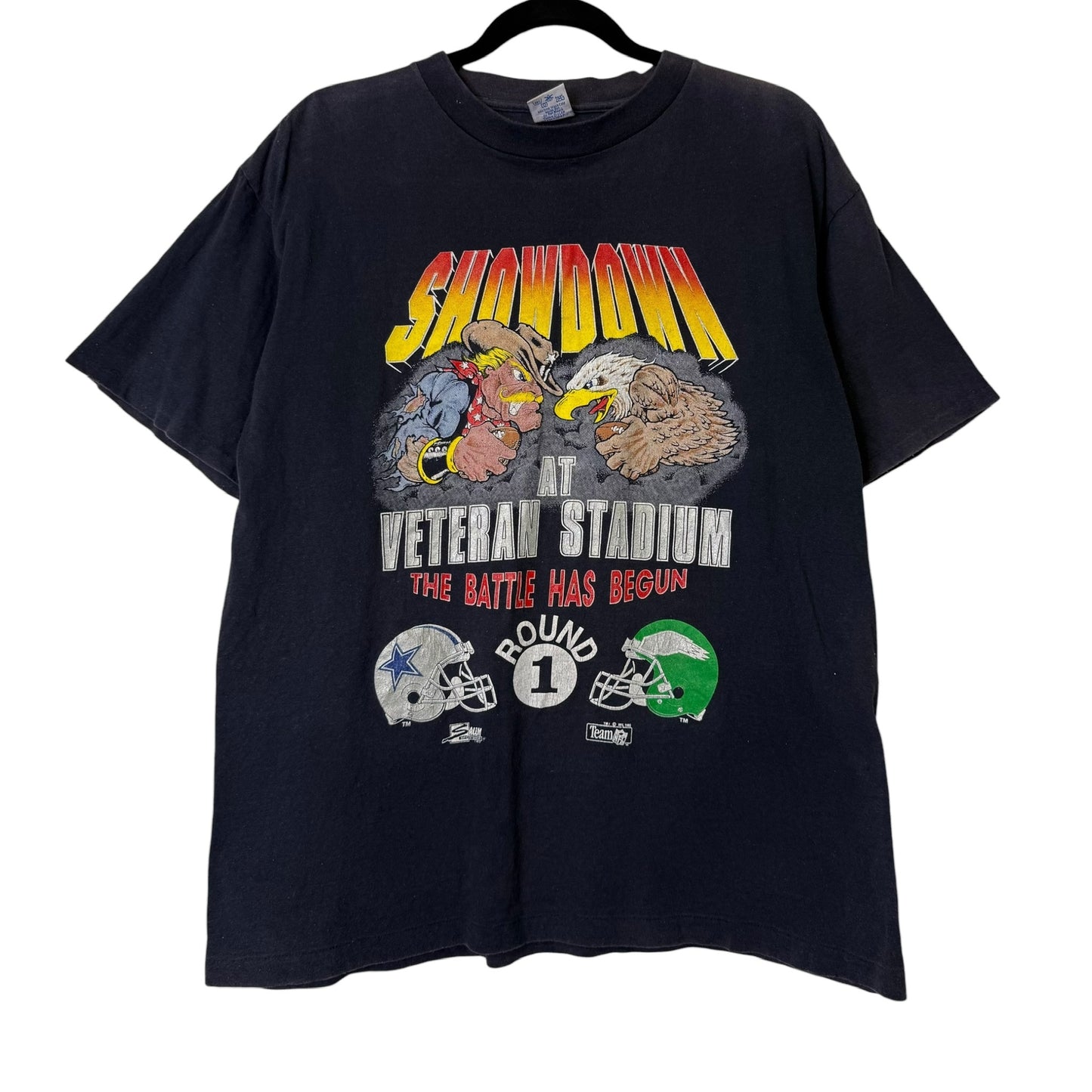 90's Showdown Philadelphia Eagles vs Dallas Cowboys Salem NFL  T-Shirt Sz L (B1606)