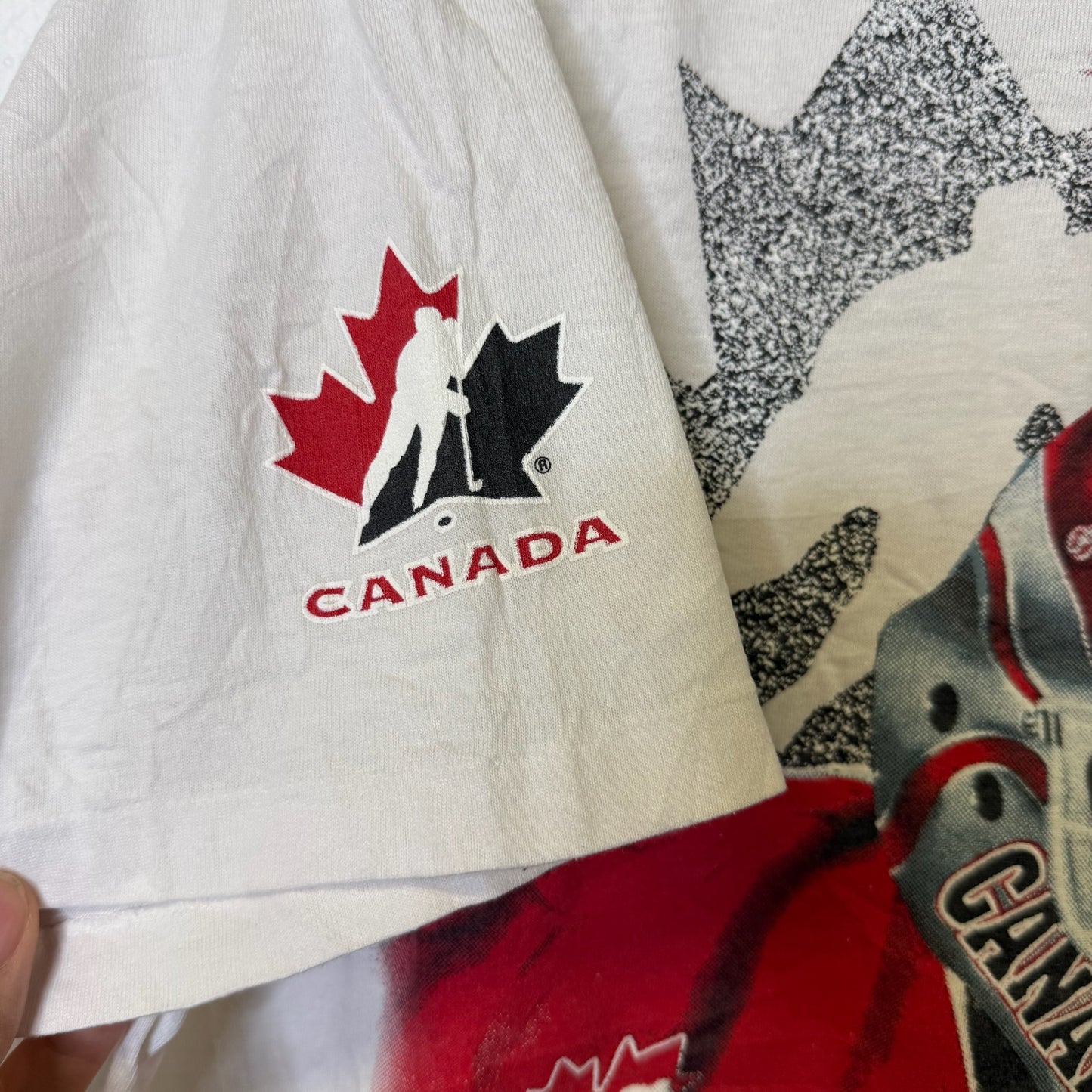 90s Team Canada Bulletin Athletics AOP T-Shirt Sz XL (B2530)