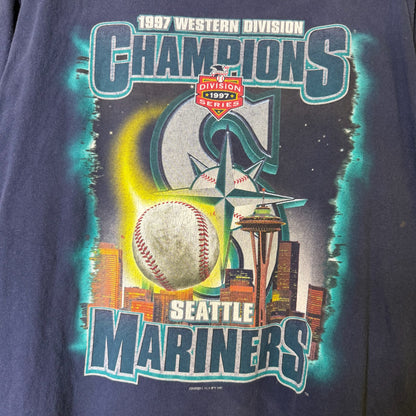 1997 Seattle Mariners Skyline MLB T-shirt Sz L (B641)