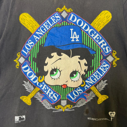 90s Betty Boop LA Dodgers MLB T-Shirt Sz L (B2819)