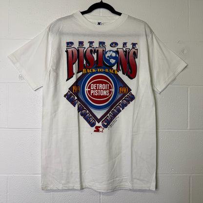 1990 Detroit Pistons Starter Championship NBA T-Shirt Sz L (B1618)