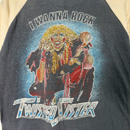 80s Twisted Sister I Wanna Rock Band Raglan T-Shirt Sz M