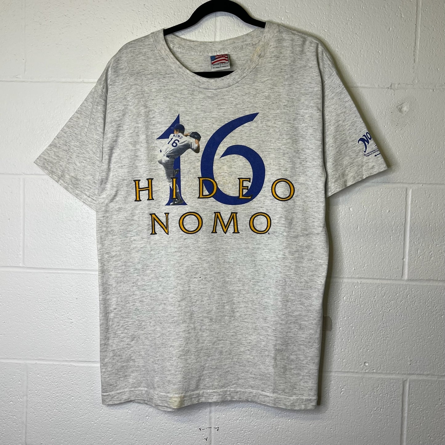 1995 Hideo Nomo LA Dodgers MLB T-shirt Sz L (B2434)