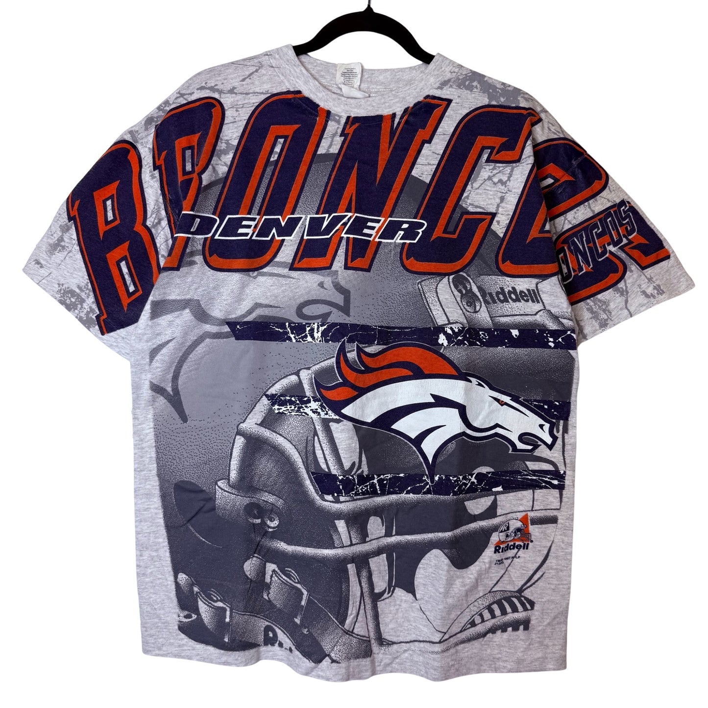 1997 Denver Broncos NFL Spellout T-shirt Sz L (B2342)