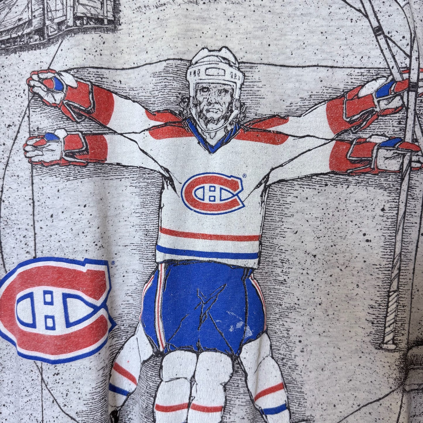 90s Montreal Canadiens Vetruvian Man T-shirt Sz XL (B1616)