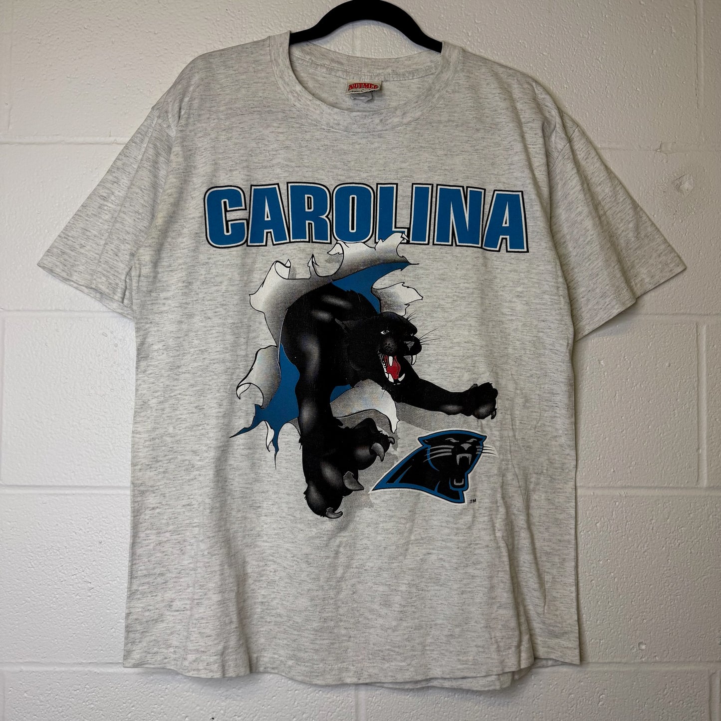 1993 Carolina Panthers NFL Nutmeg Breakthrough T-Shirt Sz L (B2085)