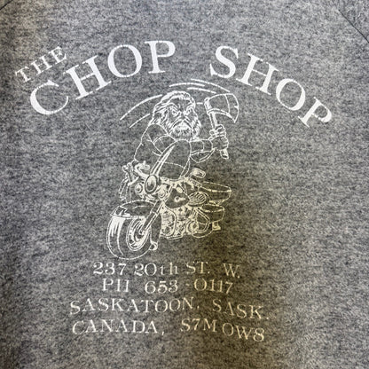 80s Harley Davidson 3D Emblem Saskatoon Chop Shop Hoodie Sz S