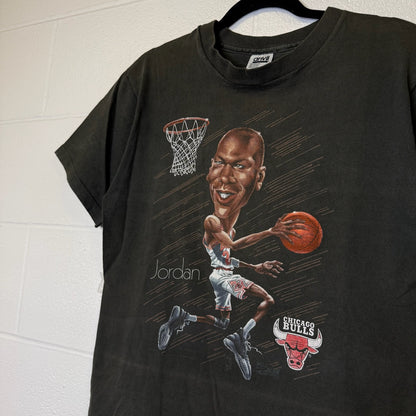 90s Michael Jordan Chicago Bulls Salem NBA Caricature T-Shirt Sz L (B2864)