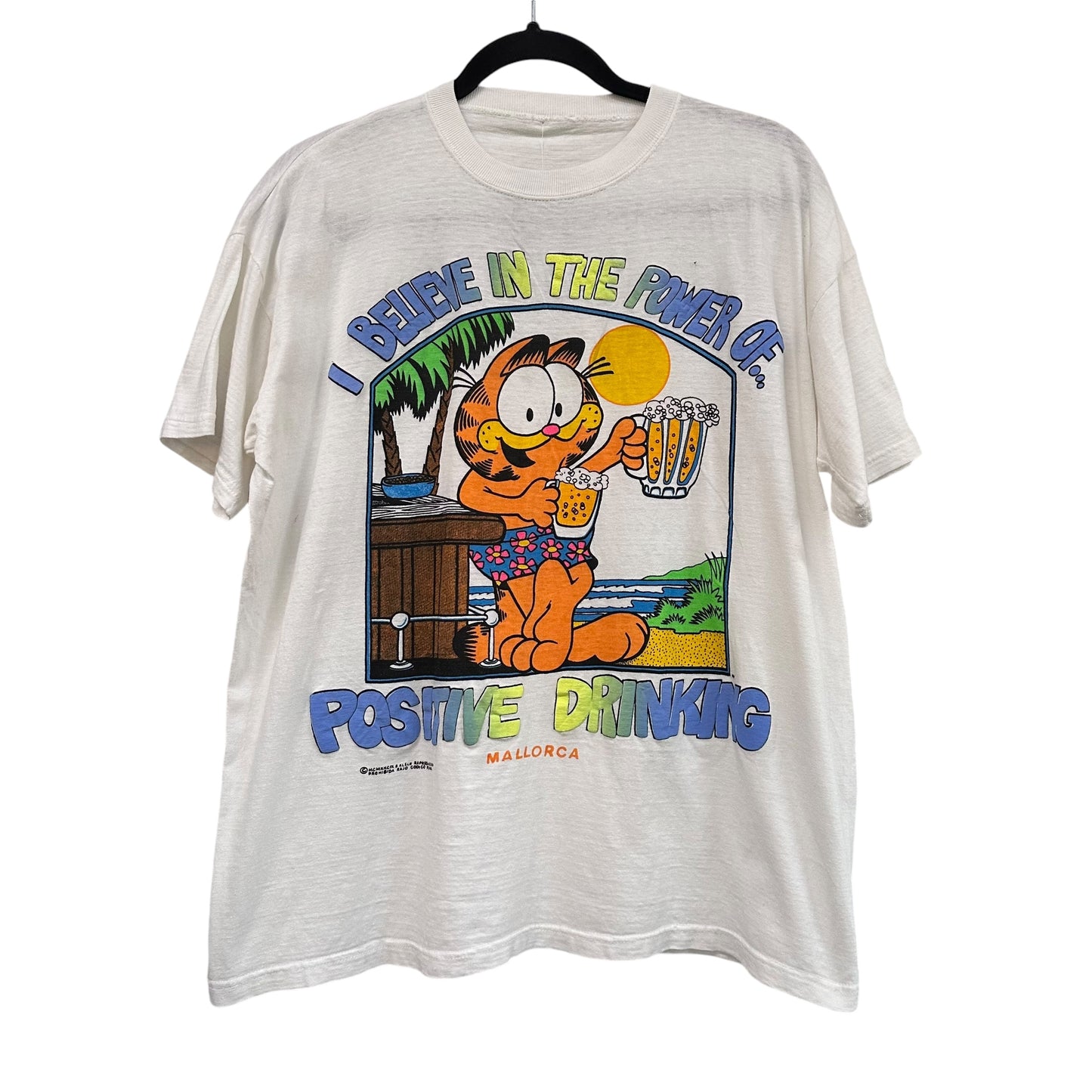 90's Garfield Drinking T-Shirt Sz XL