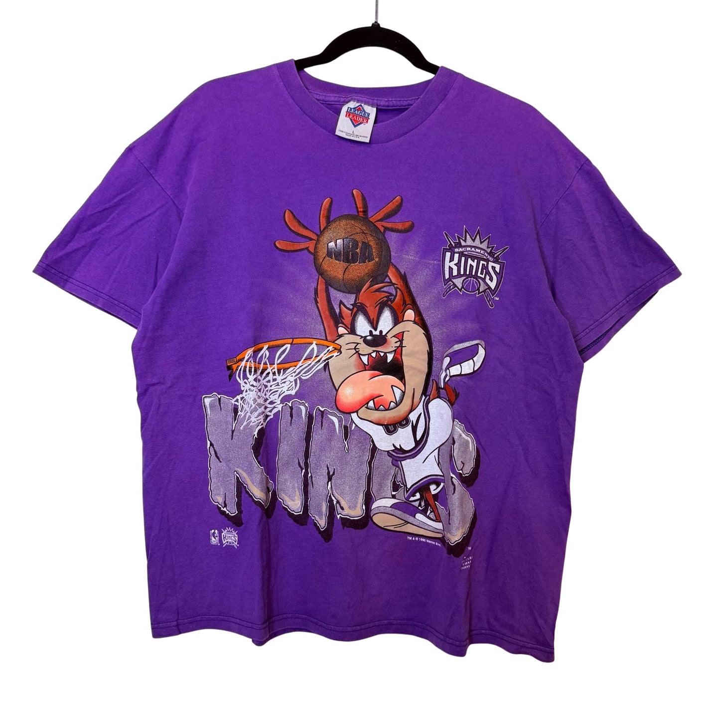 90s Taz Sacramento Kings NBA T-Shirt Sz L (B2469)