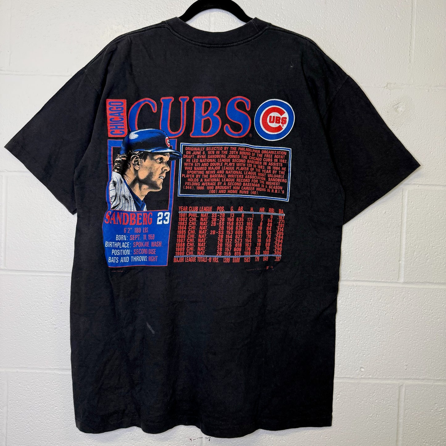 90’s Ryne Sandberg Chicago Cubs MLB T-Shirt Sz XL (B2316)